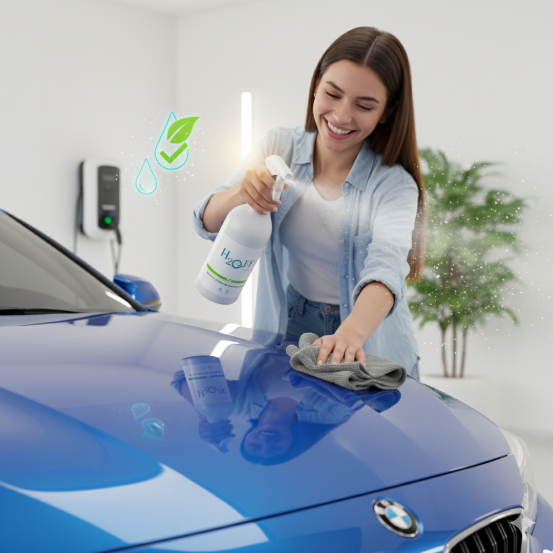 Appliquez H2Off sur votre carrosserie et essuyez avec un chiffon microfibre pour un résultat impeccable. Une méthode sans eau, économique et efficace pour tous les automobilistes.